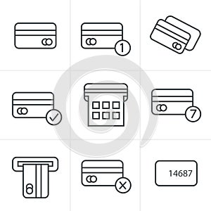 Line Icons Style Vector black credit cart.