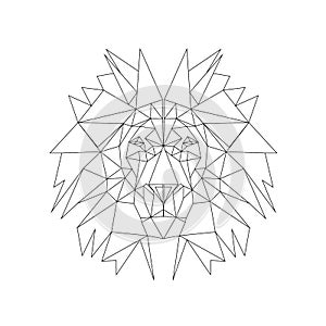 Line illustration - lion. Ideal for tattoos, web backgrounds, surface textures, textiles.