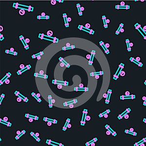 Line Industry metallic pipe and manometer icon isolated seamless pattern on black background. Vector Illustration