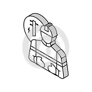 line installer repairer isometric icon vector illustration