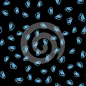 Line Internet of things icon isolated seamless pattern on black background. Cloud computing design concept. Digital