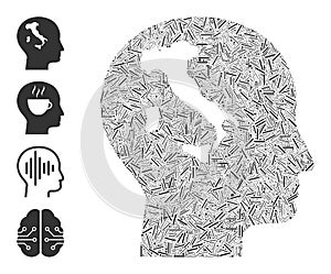 Line Italian Thinking Icon Vector Collage