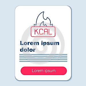 Line Kcal icon isolated on isolated on grey background. Health food. Colorful outline concept. Vector