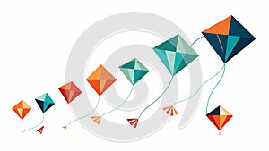 A line of kites in various shapes and sizes each representing a different aspect of freedom.. Vector illustration. photo