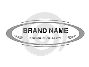Line label. Oval frame for Brand name. Monochrome design. photo