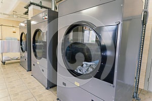 Line of laundry machine, washing machines. Automate equipment