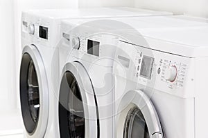 Line of laundry machines