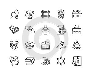 Line Law and Justice Icons
