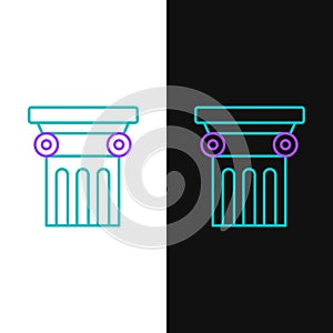 Line Law pillar icon isolated on white and black background. Colorful outline concept. Vector