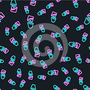 Line Leader of a team of executives icon isolated seamless pattern on black background. Vector