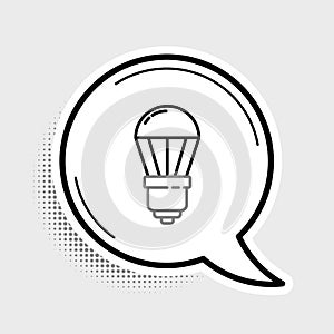 Line LED light bulb icon isolated on grey background. Economical LED illuminated lightbulb. Save energy lamp. Colorful