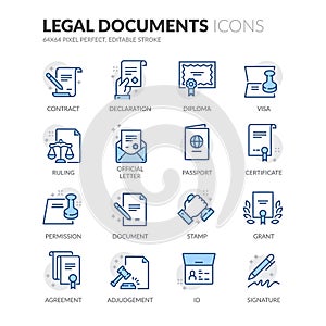 Line Legal Documents Icons