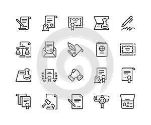 Line Legal Documents Icons