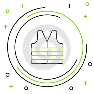 Line Life jacket icon isolated on white background. Life vest icon. Extreme sport. Sport equipment. Colorful outline