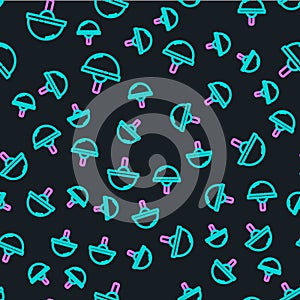 Line Light emitting diode icon isolated seamless pattern on black background. Semiconductor diode electrical component