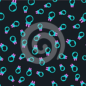 Line Light emitting diode icon isolated seamless pattern on black background. Semiconductor diode electrical component