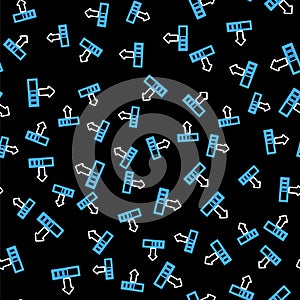 Line Loading icon isolated seamless pattern on black background. Upload in progress. Progress bar icon. Vector