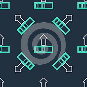 Line Loading icon isolated seamless pattern on black background. Upload in progress. Progress bar icon. Vector