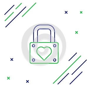 Line Lock and heart icon isolated on white background. Locked Heart. Love symbol and keyhole sign. Valentines day symbol