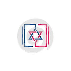 Logo of two triangles forming a hexagram star