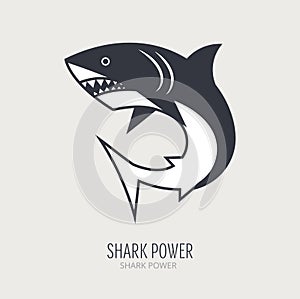 Line logotype with shark