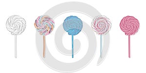 Line of lollipops stacked vertically