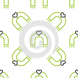 Line Love magnet icon isolated seamless pattern on white background. Vector