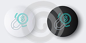 Line Magnet with money icon isolated on grey background. Concept of attracting investments. Big business profit