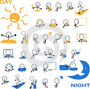 Line man and daily routines vector photo