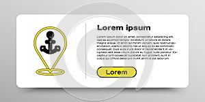 Line Map pointer with anchor icon isolated on white background. Colorful outline concept. Vector