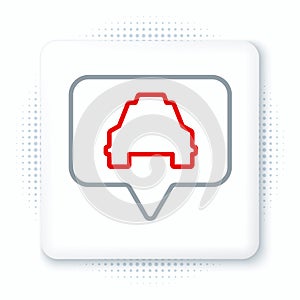 Line Map pointer with taxi icon isolated on white background. Location symbol. Colorful outline concept. Vector