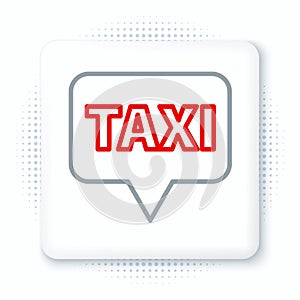 Line Map pointer with taxi icon isolated on white background. Location symbol. Colorful outline concept. Vector