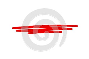 Line marker underline shape, underlining with a red line, crossing out red line - vector