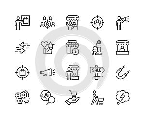 Line Marketing Strategy Icons