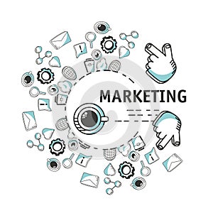 Line marketing strategy planning concept