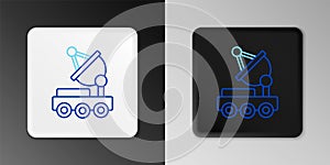 Line Mars rover icon isolated on grey background. Space rover. Moonwalker sign. Apparatus for studying planets surface