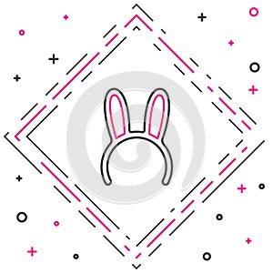Line Mask with long bunny ears icon isolated on white background. Colorful outline concept. Vector Illustration