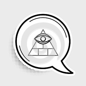 Line Masons symbol All-seeing eye of God icon isolated on grey background. The eye of Providence in the triangle