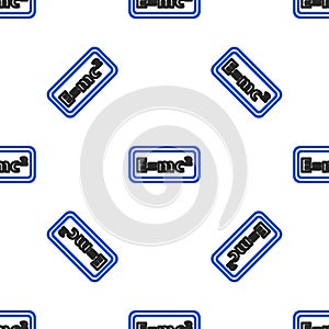 Line Math system of equation solution icon isolated seamless pattern on white background. E equals mc squared equation
