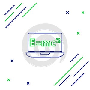 Linea matematica sistema da equazioni sul computer portatile icona isolato su sfondo bianco. pari equazioni sul 