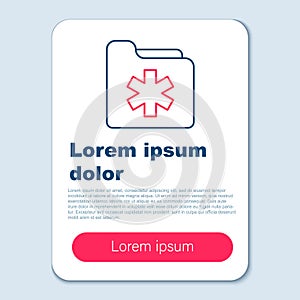 Line Medical health record folder for healthcare icon isolated on grey background. Patient file icon. Medical history