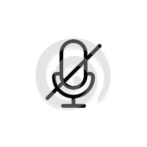 line microphone, mic mute icon on white background