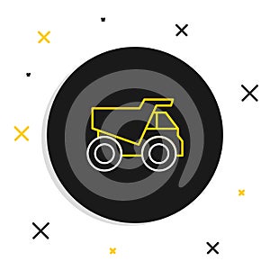 Line Mining dump truck icon isolated on white background. Colorful outline concept. Vector