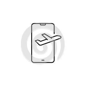 Line mobile roaming abroad icon on white background