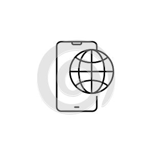 Line mobile roaming icon on white background