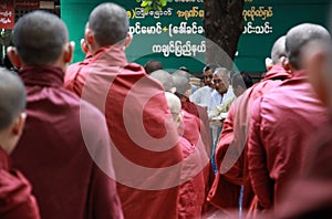 Line of monks, Myanmar
