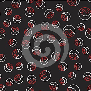 Line Moon phases icon isolated seamless pattern on black background. Vector