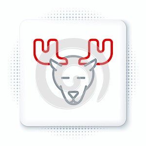 Line Moose head with horns icon isolated on white background. Colorful outline concept. Vector.