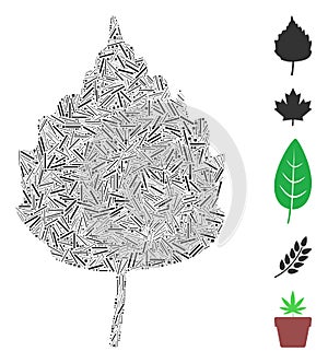 Line Mosaic Birch Leaf Icon