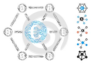 Line Mosaic Bitcoin Euro Net Structure Icon